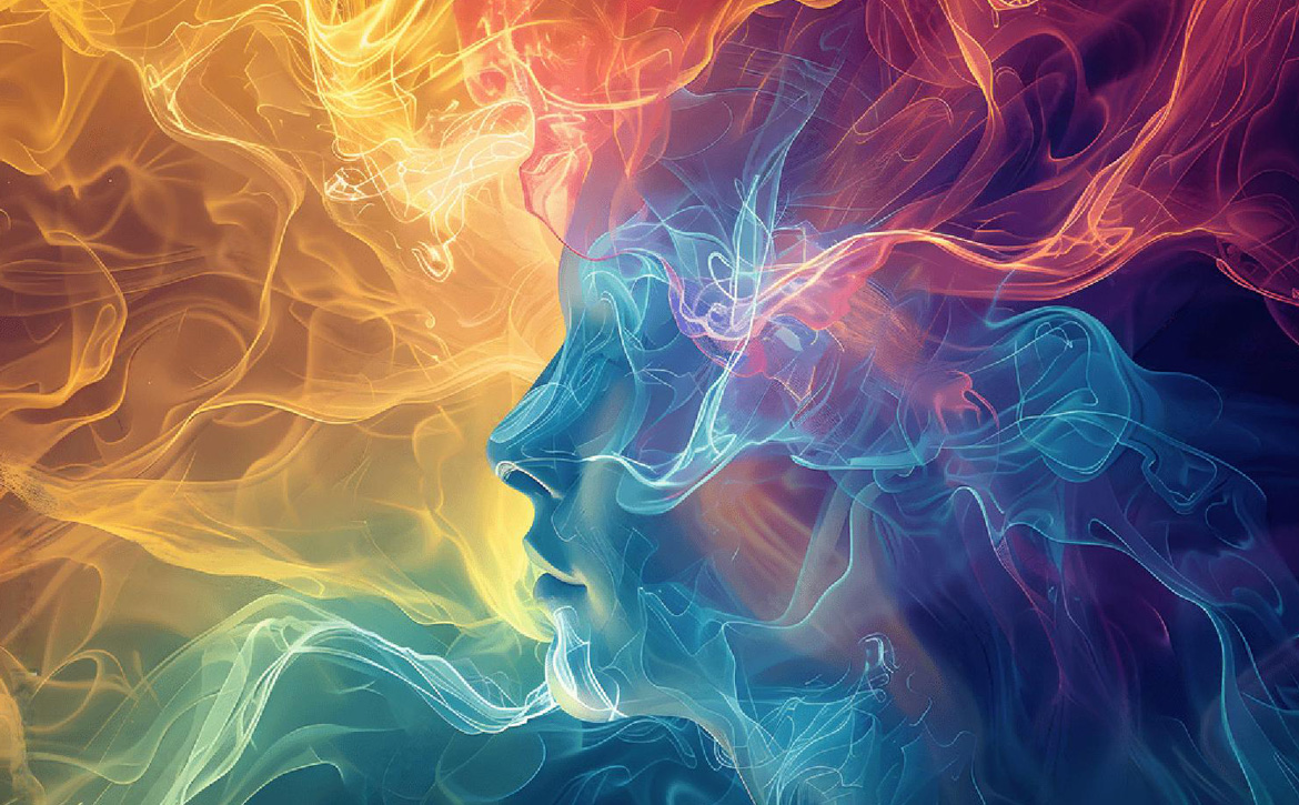 Energetic flow and movement over womans face