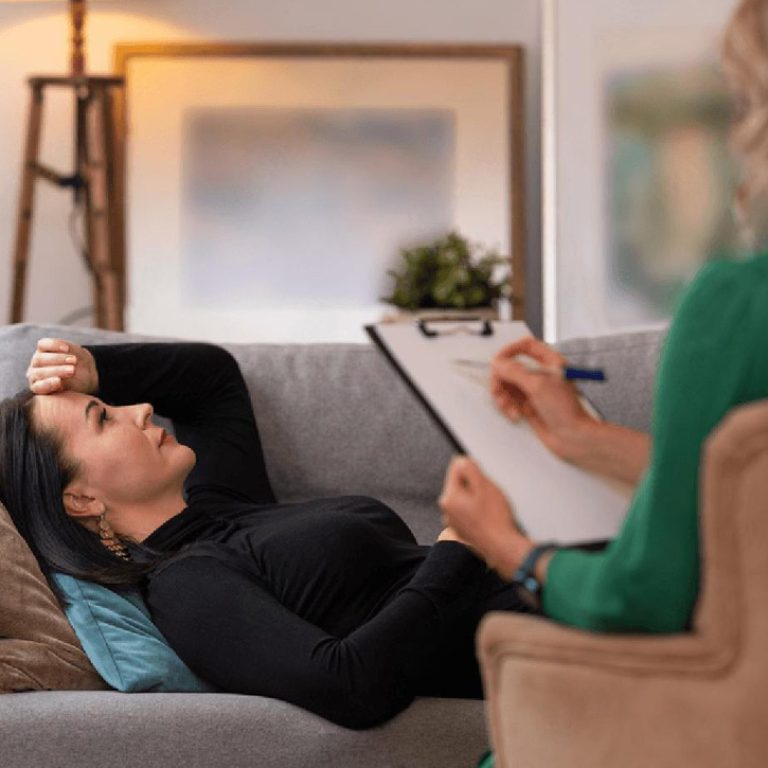 Therapist and patient on the couch consultation and mentoring process psychotherapy