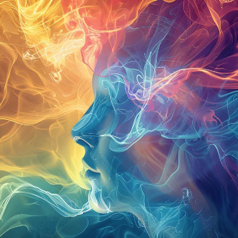 Energetic flow and movement over womans face